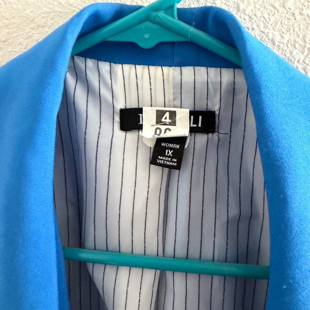 Women's Blue Open Front Jacket - Picture 6 of 13